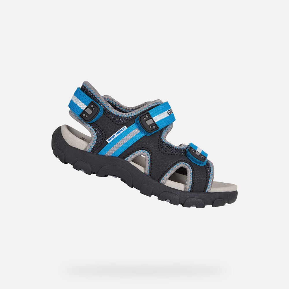 Geox Sandals Black/Blue Strada - Geox Boys Shoes - FHAGNZ425